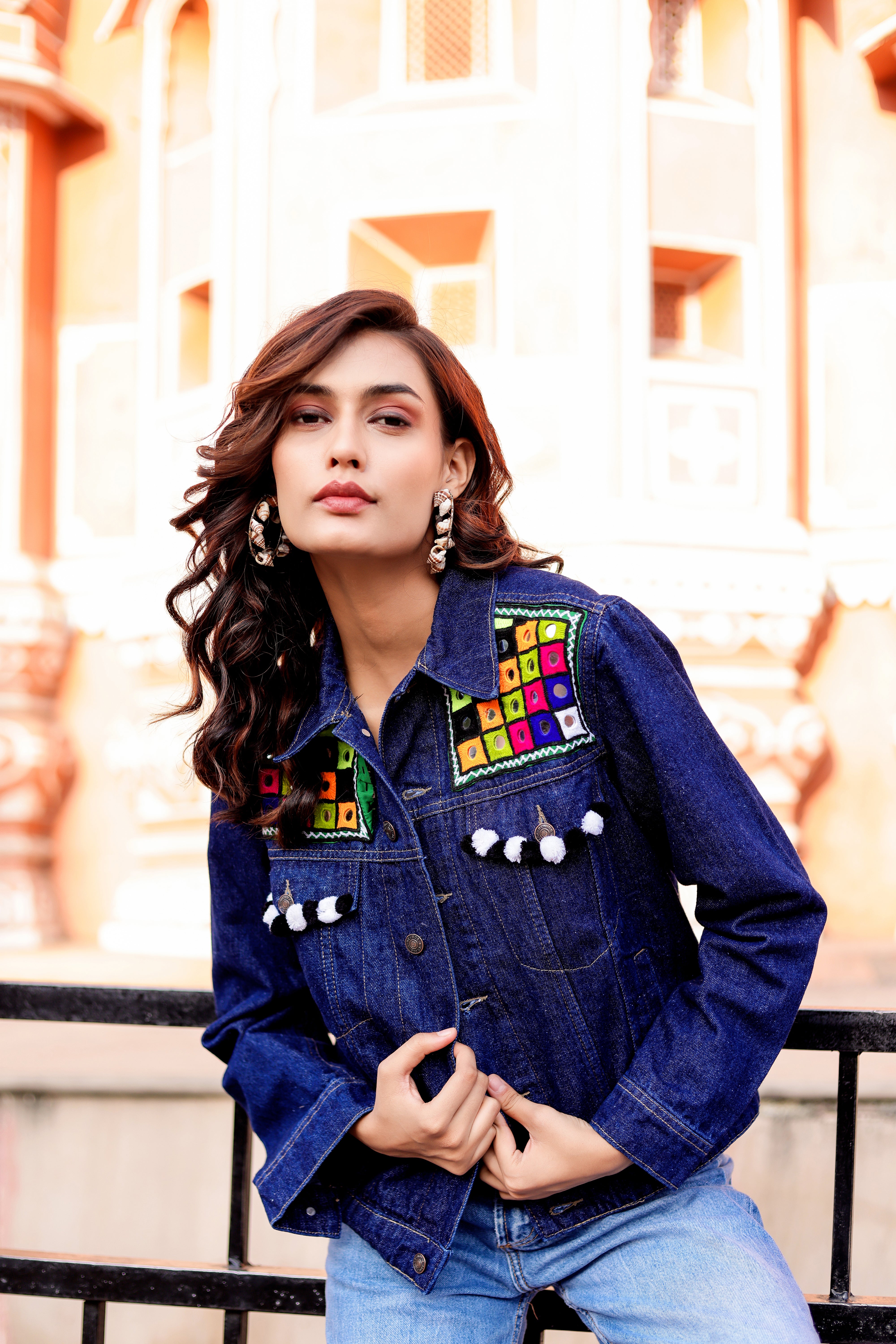 Bohemian Charm Denim Jacket with Handcrafted Embroidery
