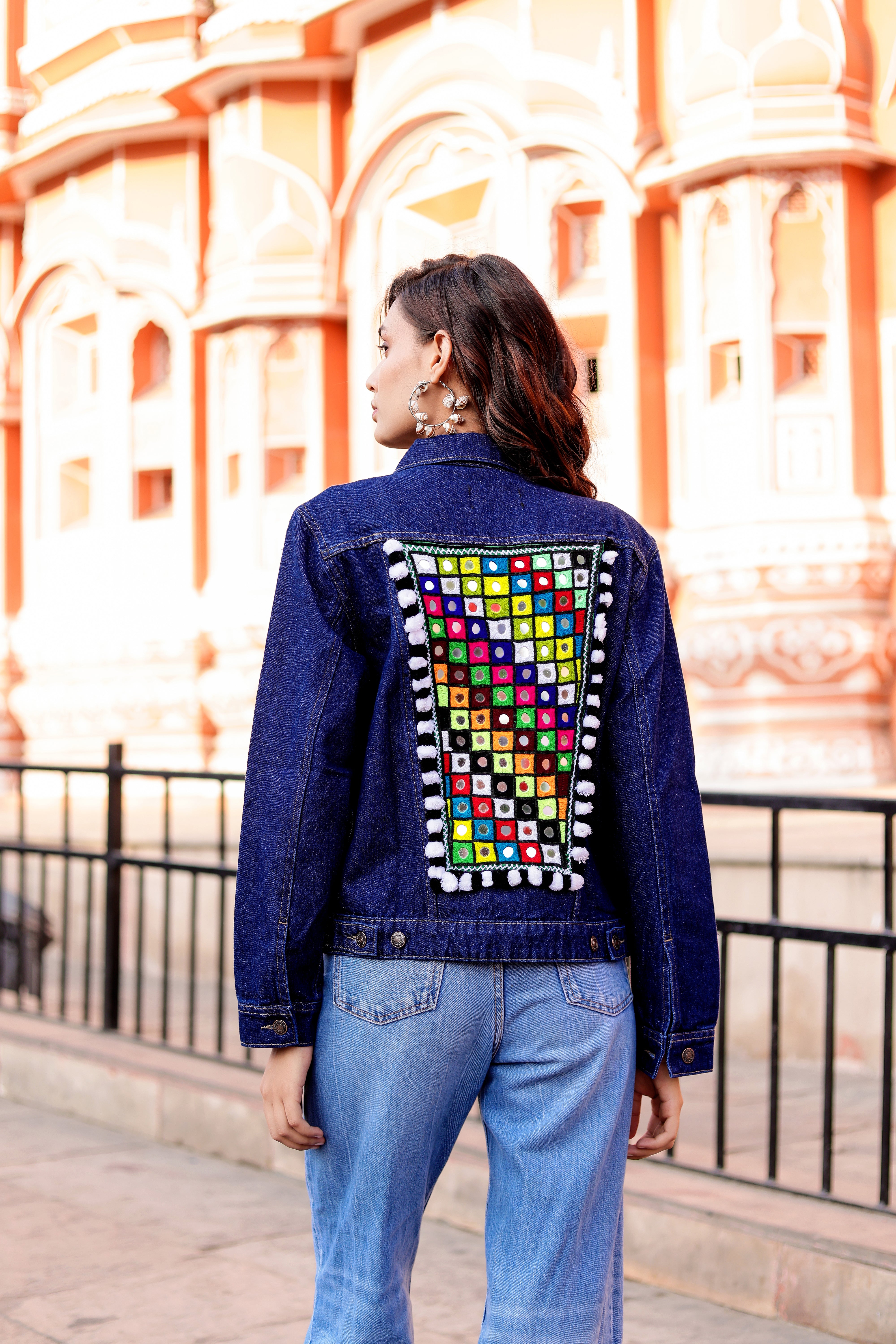 Bohemian Charm Denim Jacket with Handcrafted Embroidery