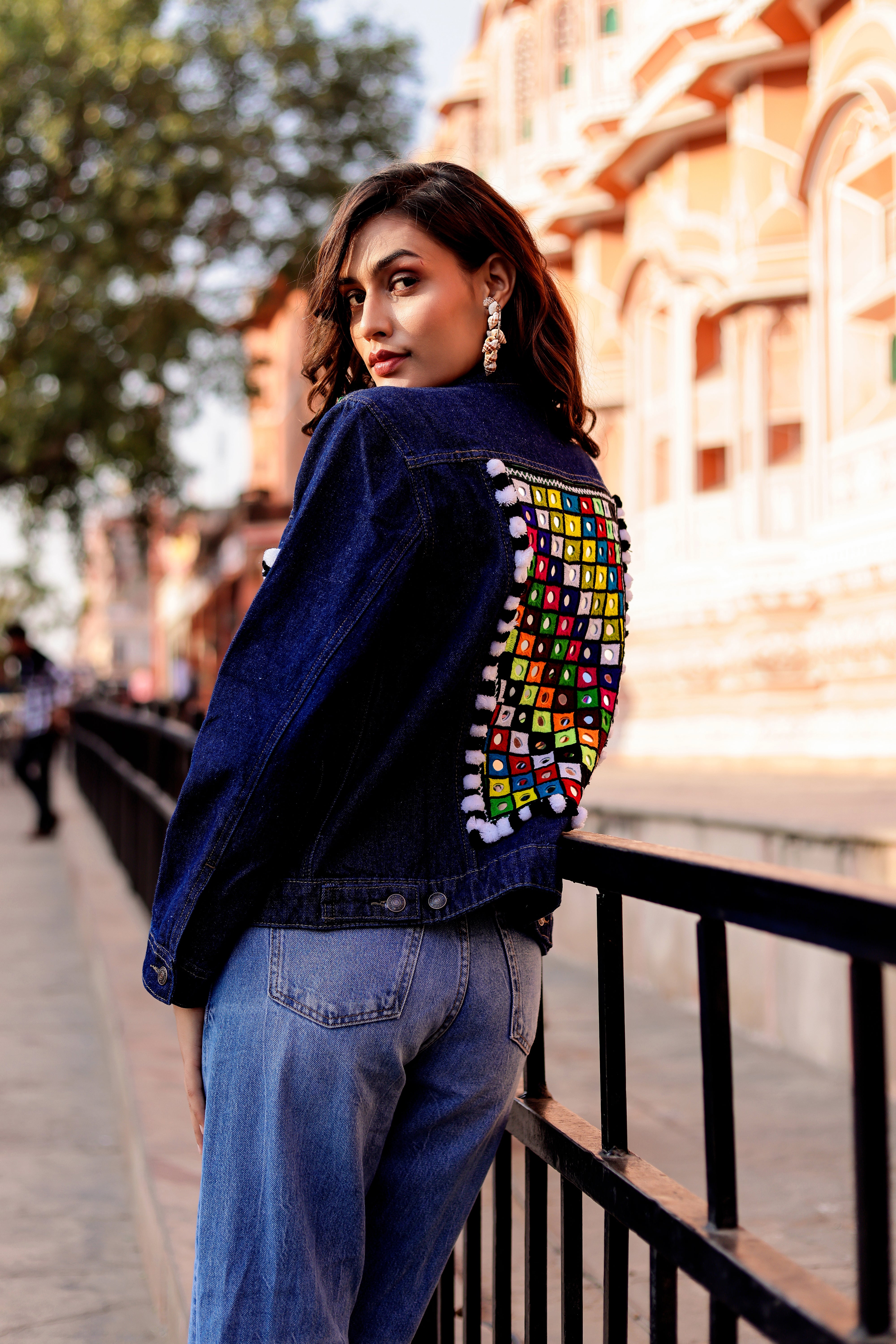 Bohemian Charm Denim Jacket with Handcrafted Embroidery