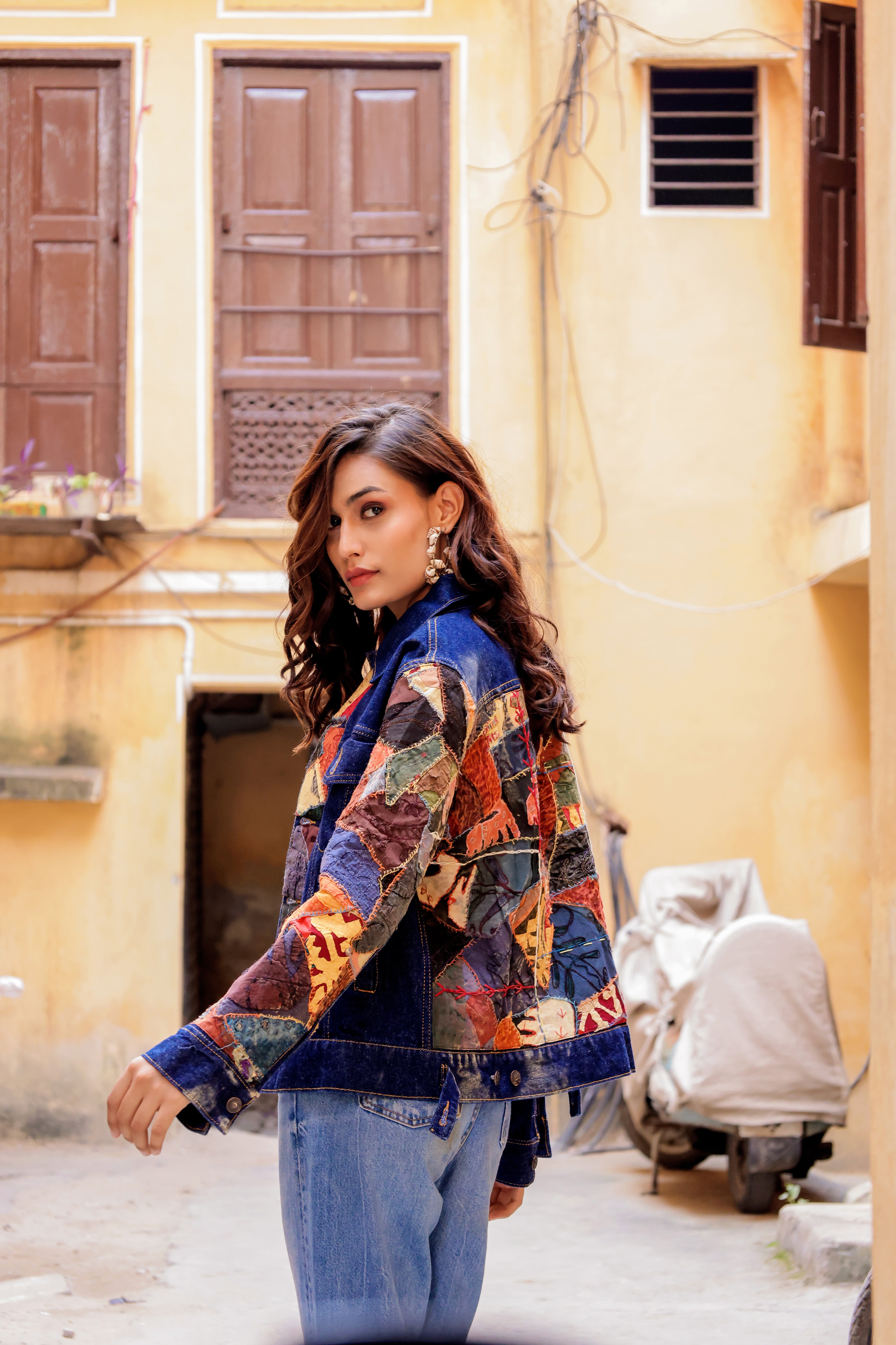 Ethnic Stitch Denim Jacket: Handmade Elegance
