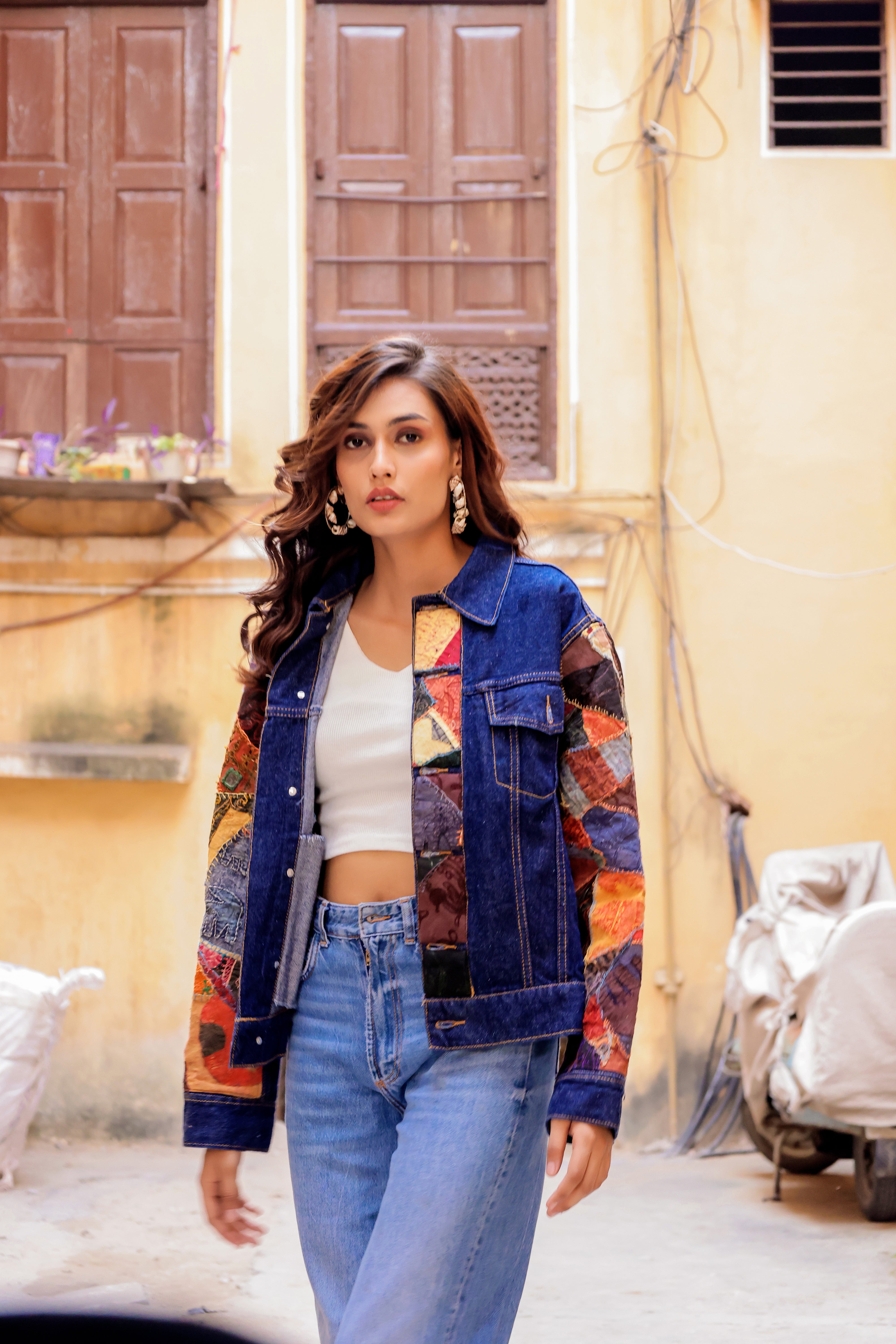 Ethnic Stitch Denim Jacket: Handmade Elegance