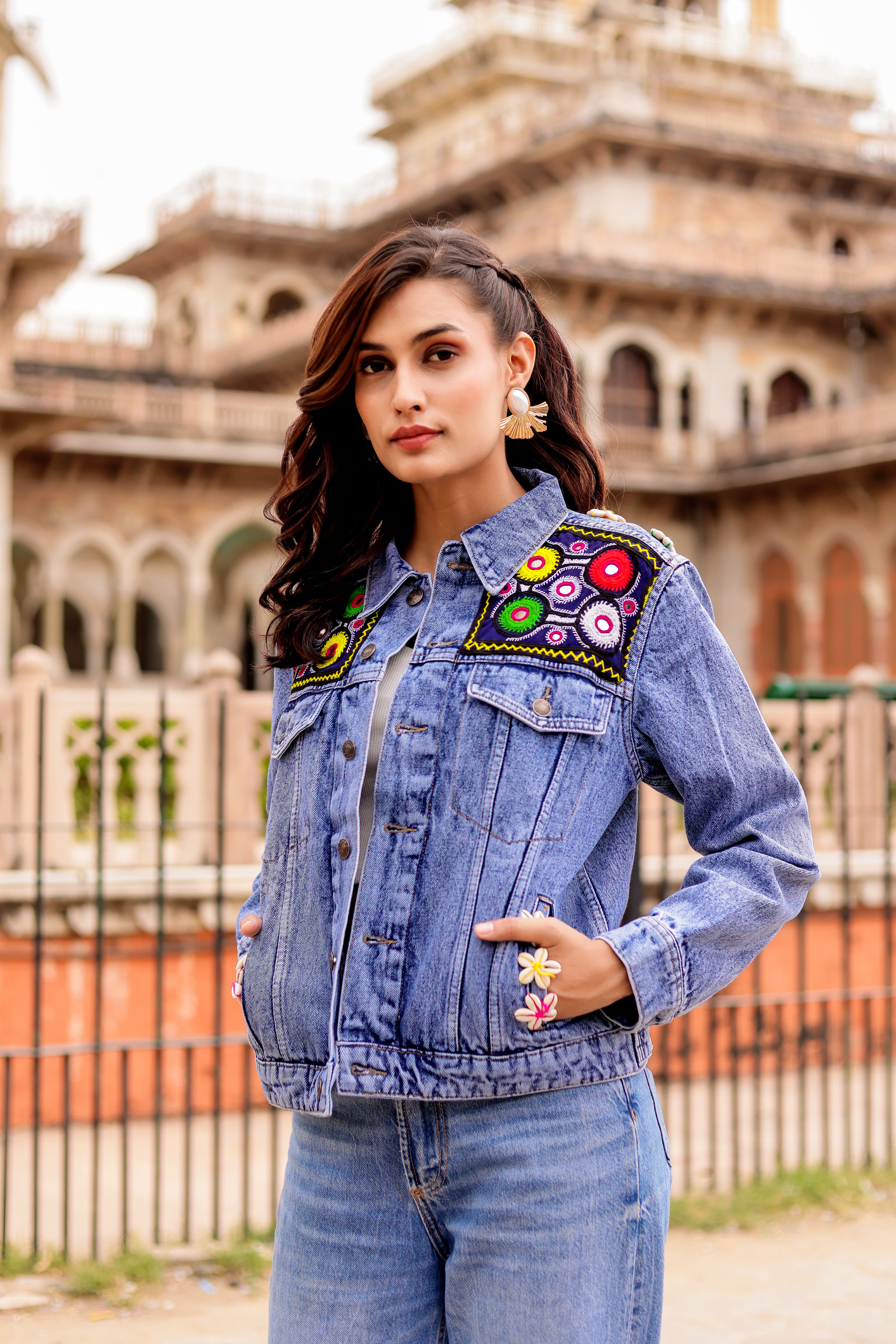 Urban Tradition: Handcrafted Fusion Denim Jacket