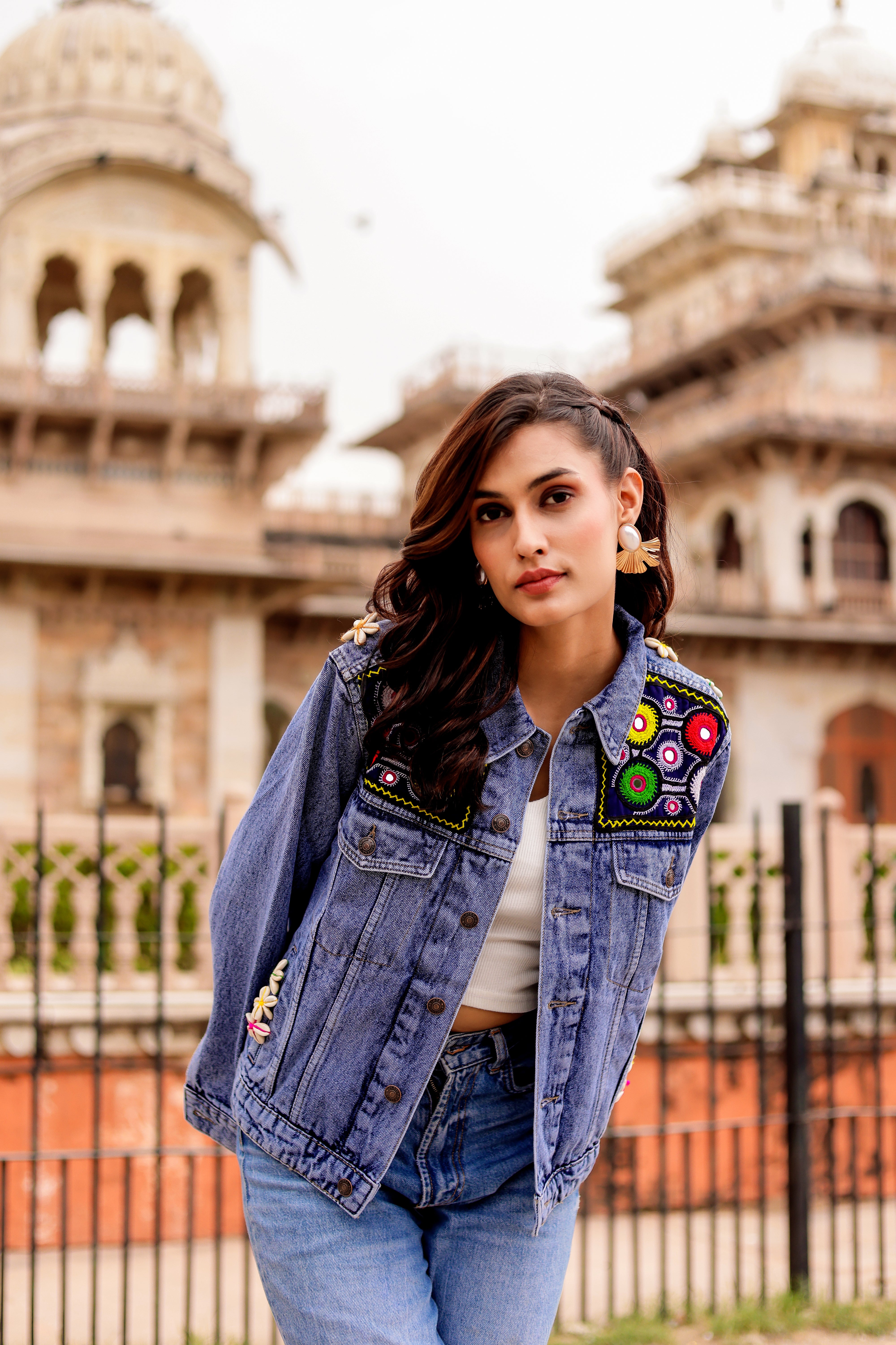 Urban Tradition: Handcrafted Fusion Denim Jacket