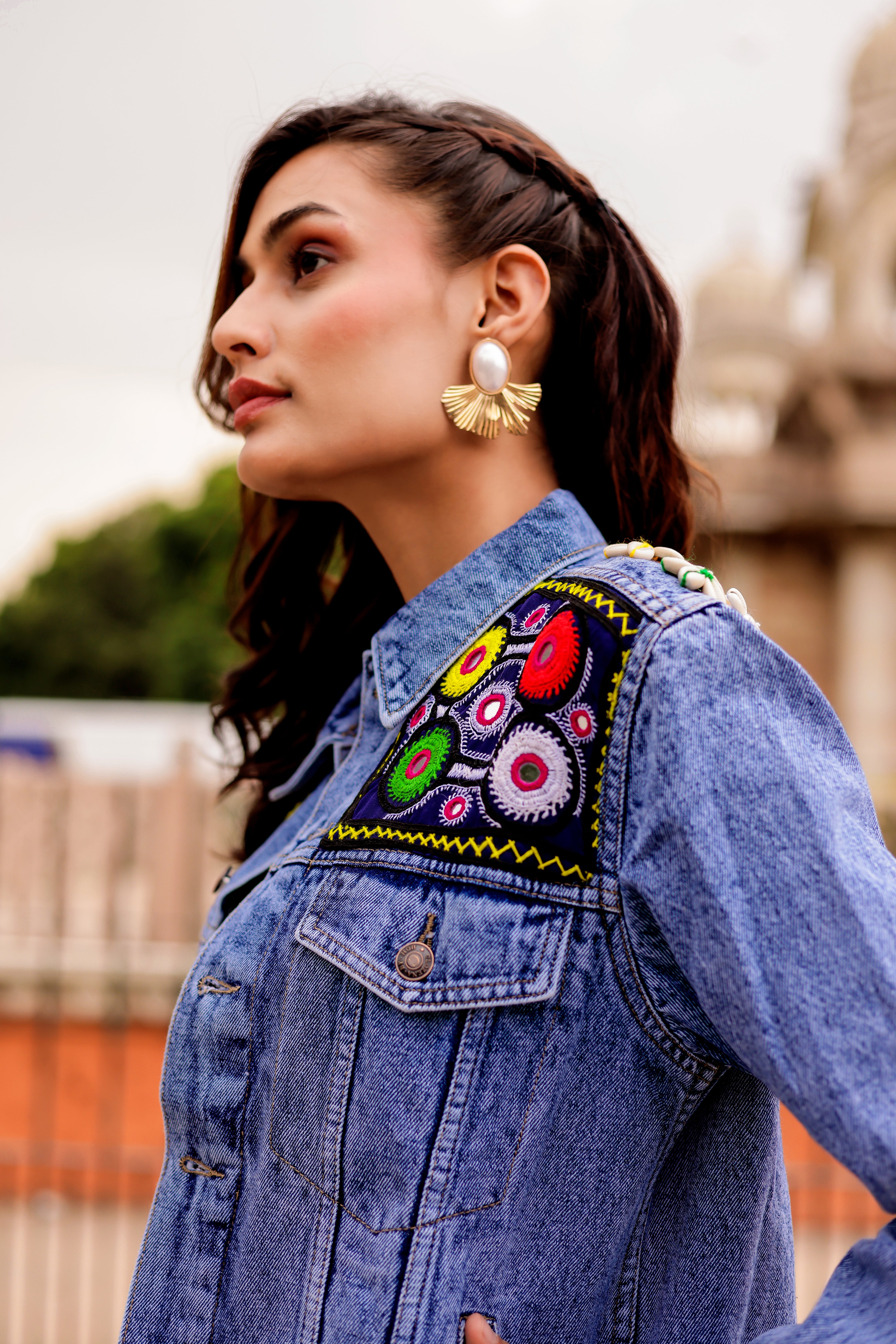 Urban Tradition: Handcrafted Fusion Denim Jacket