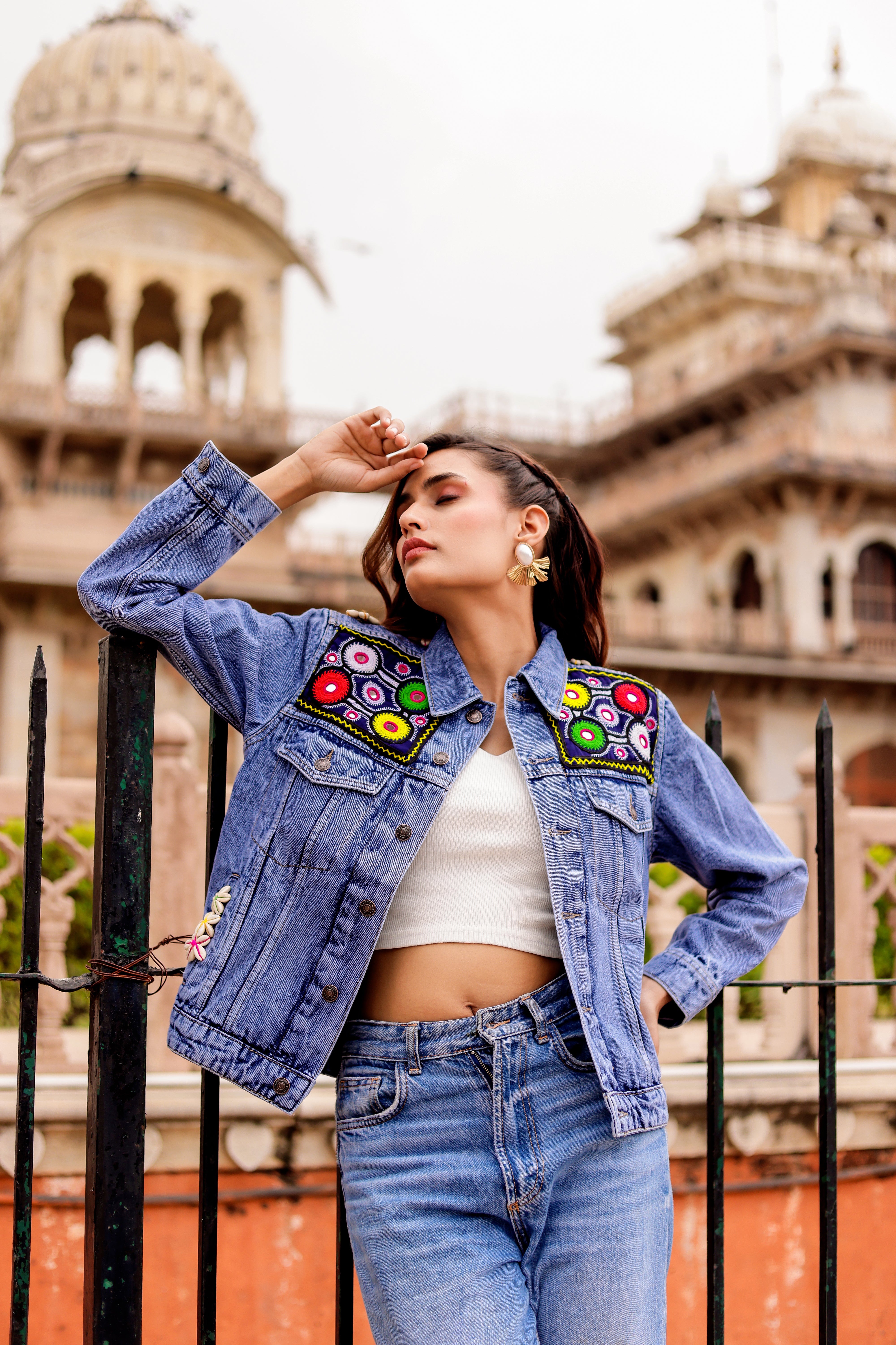 Urban Tradition: Handcrafted Fusion Denim Jacket
