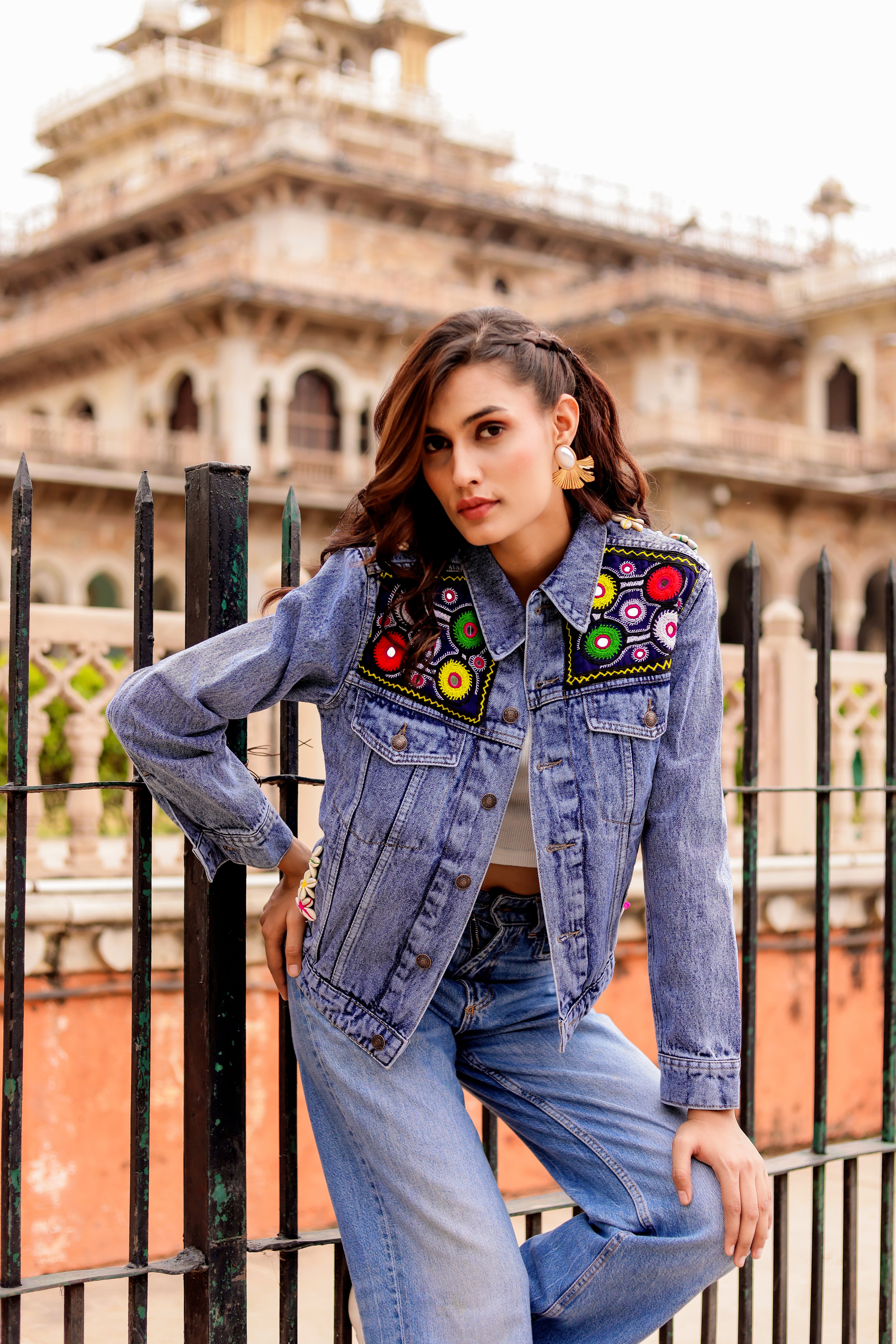 Urban Tradition: Handcrafted Fusion Denim Jacket