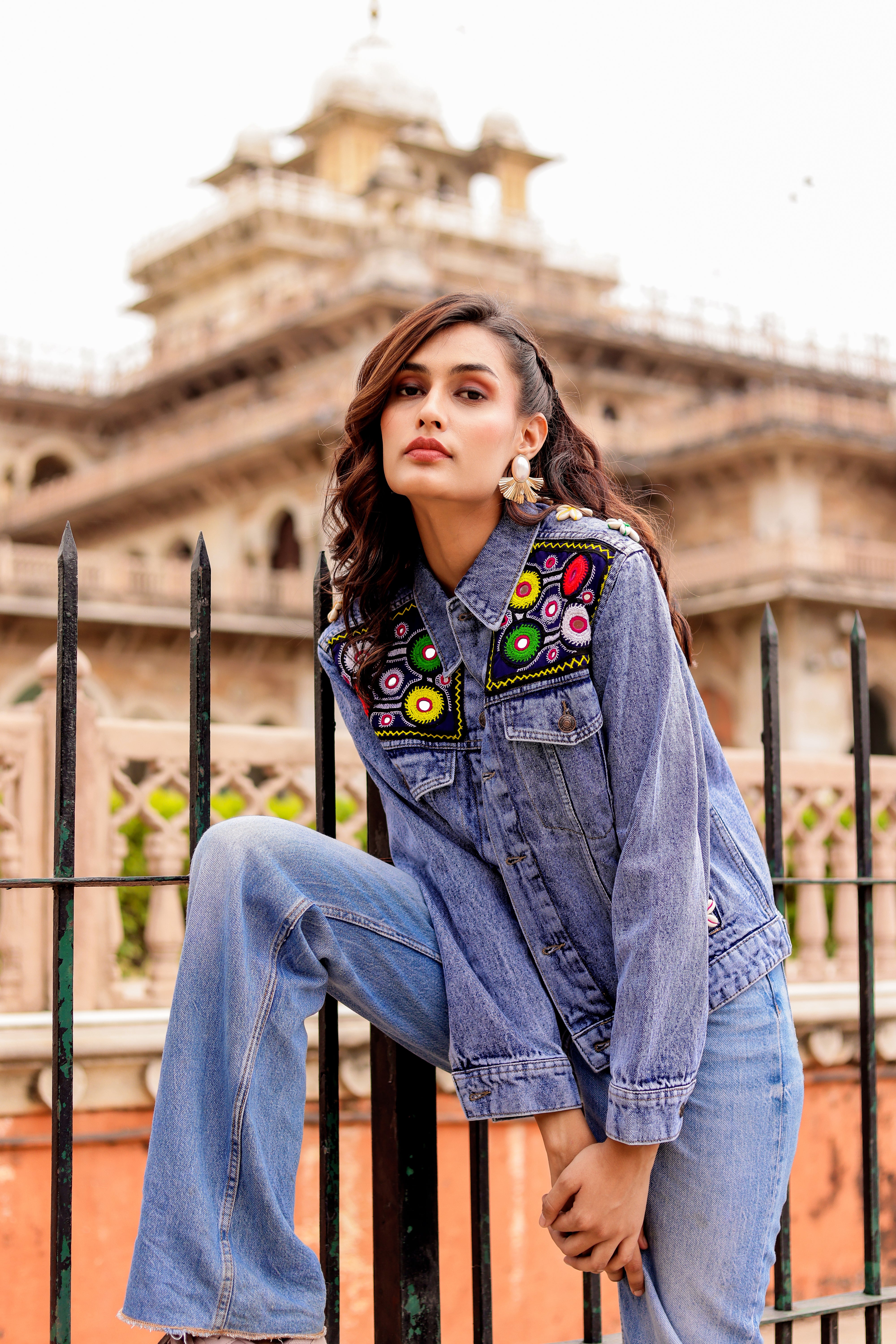 Urban Tradition: Handcrafted Fusion Denim Jacket
