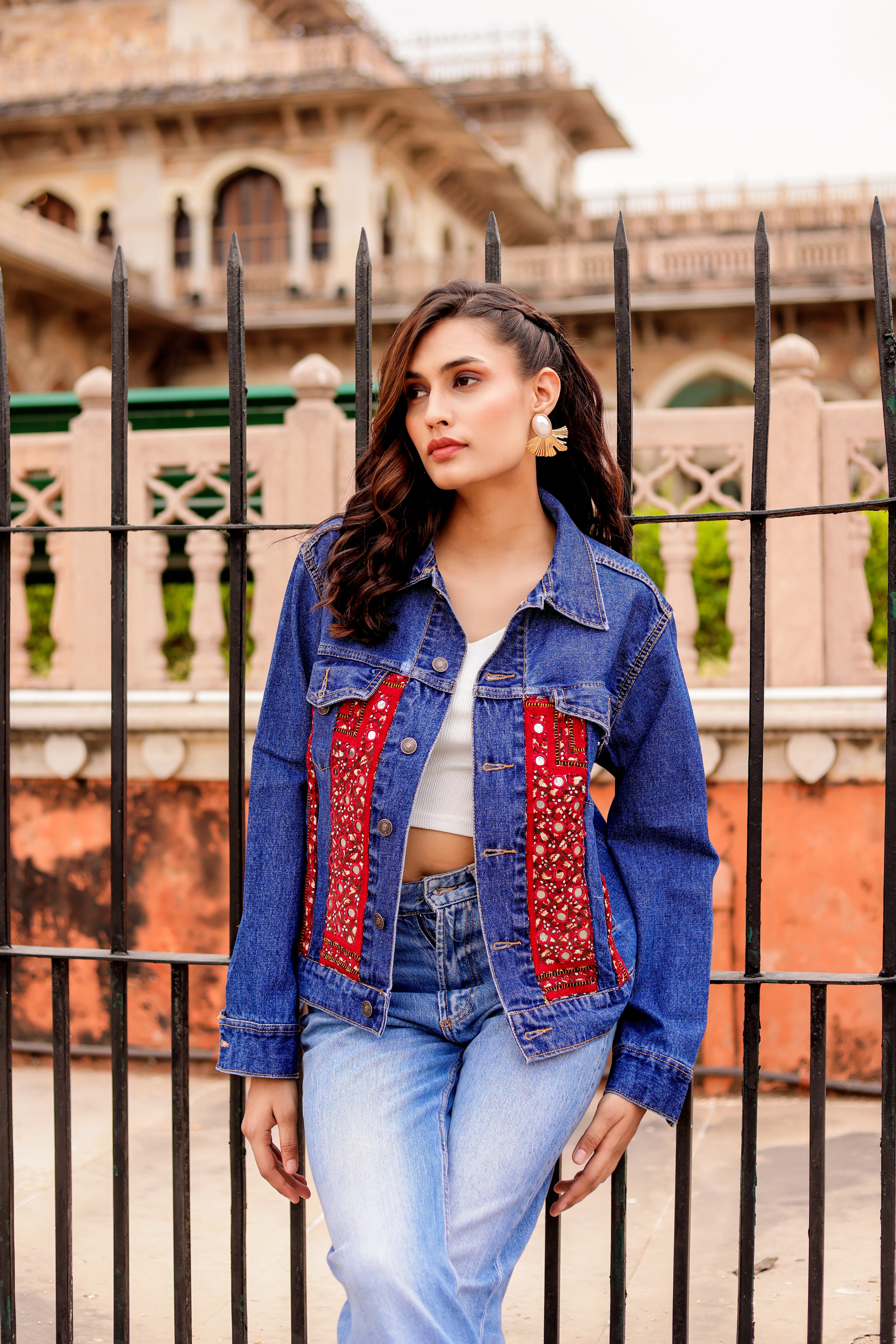 Threaded Grace Denim Jacket with Indian Artisan Touch