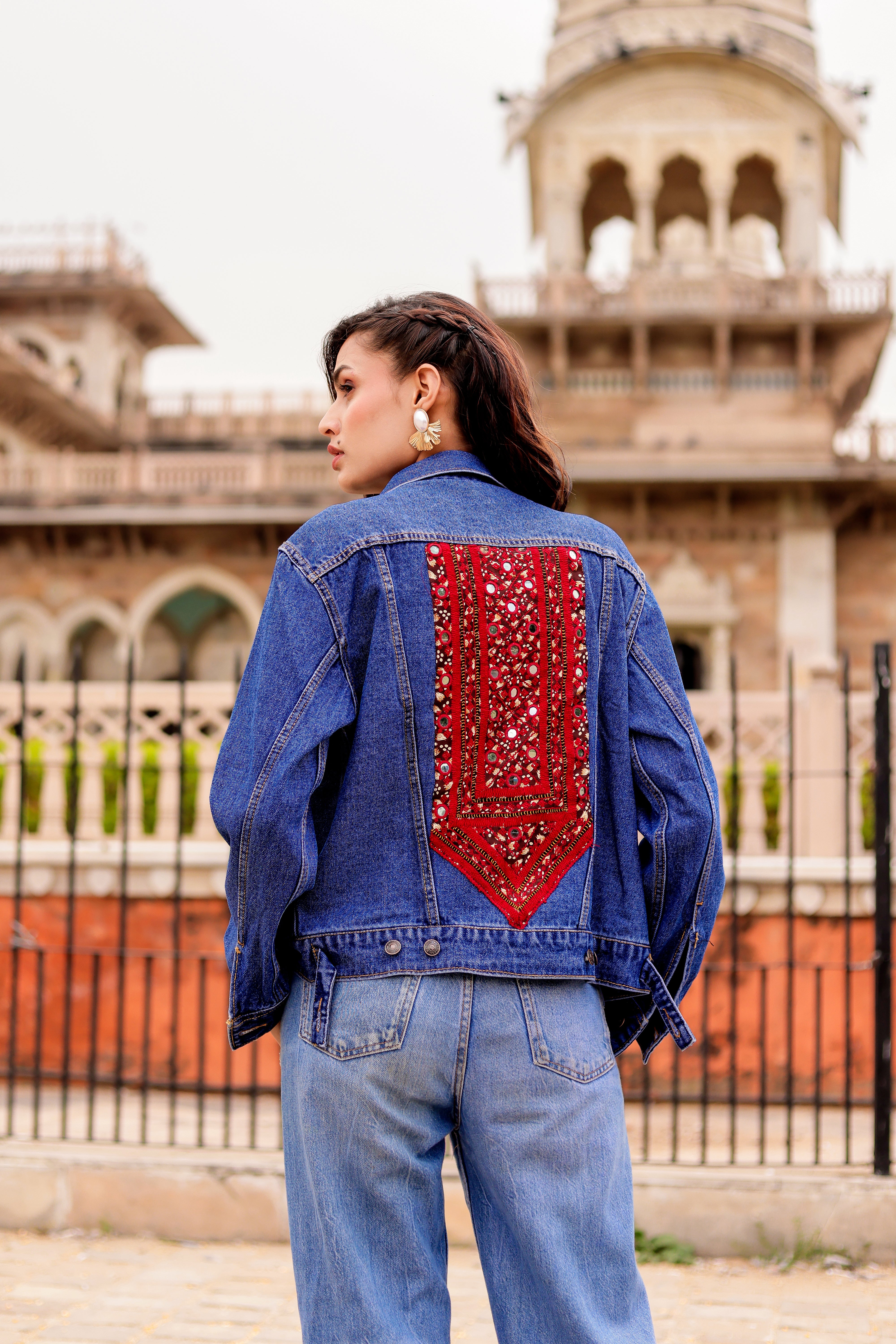 Threaded Grace Denim Jacket with Indian Artisan Touch