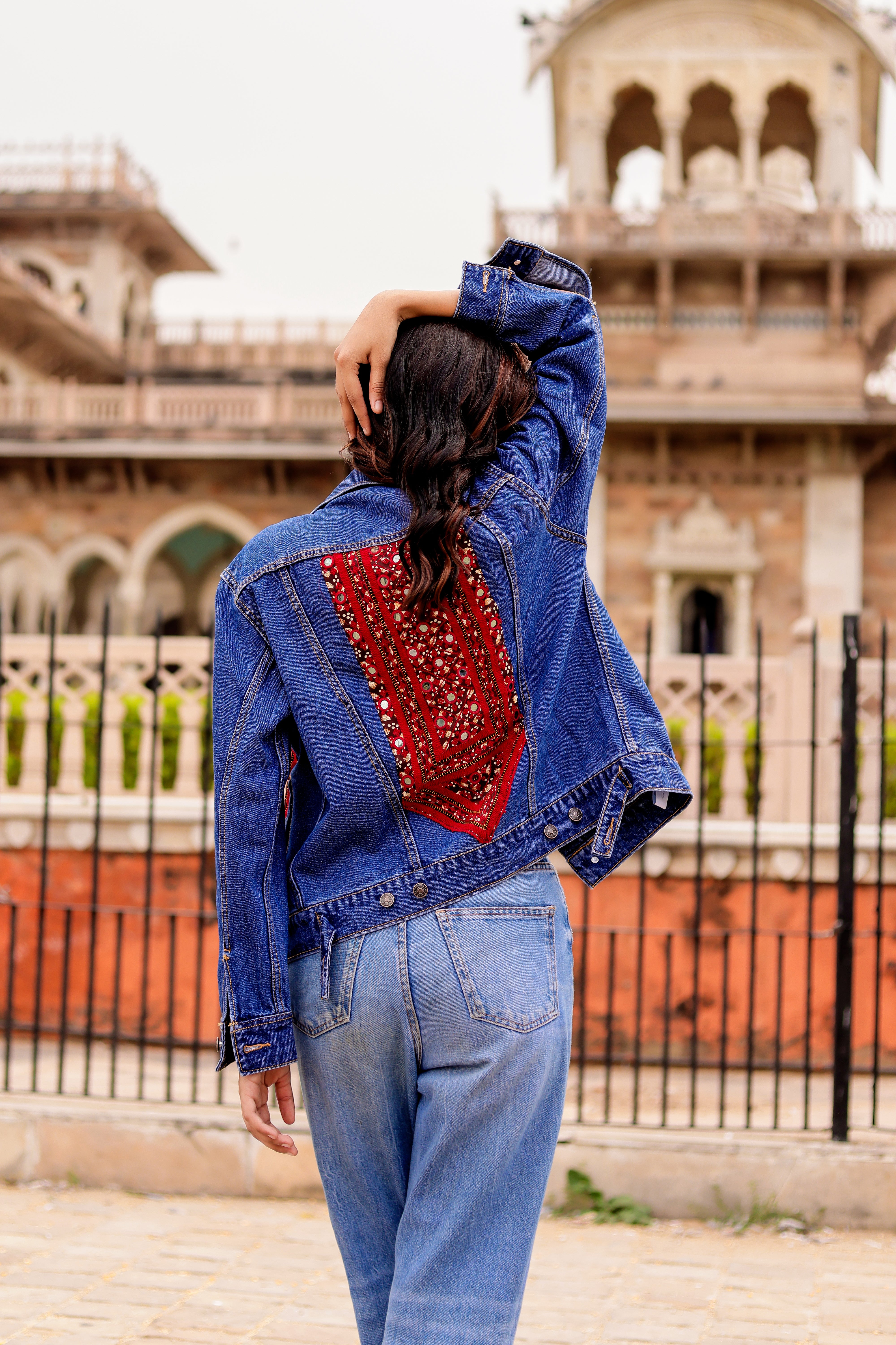 Threaded Grace Denim Jacket with Indian Artisan Touch
