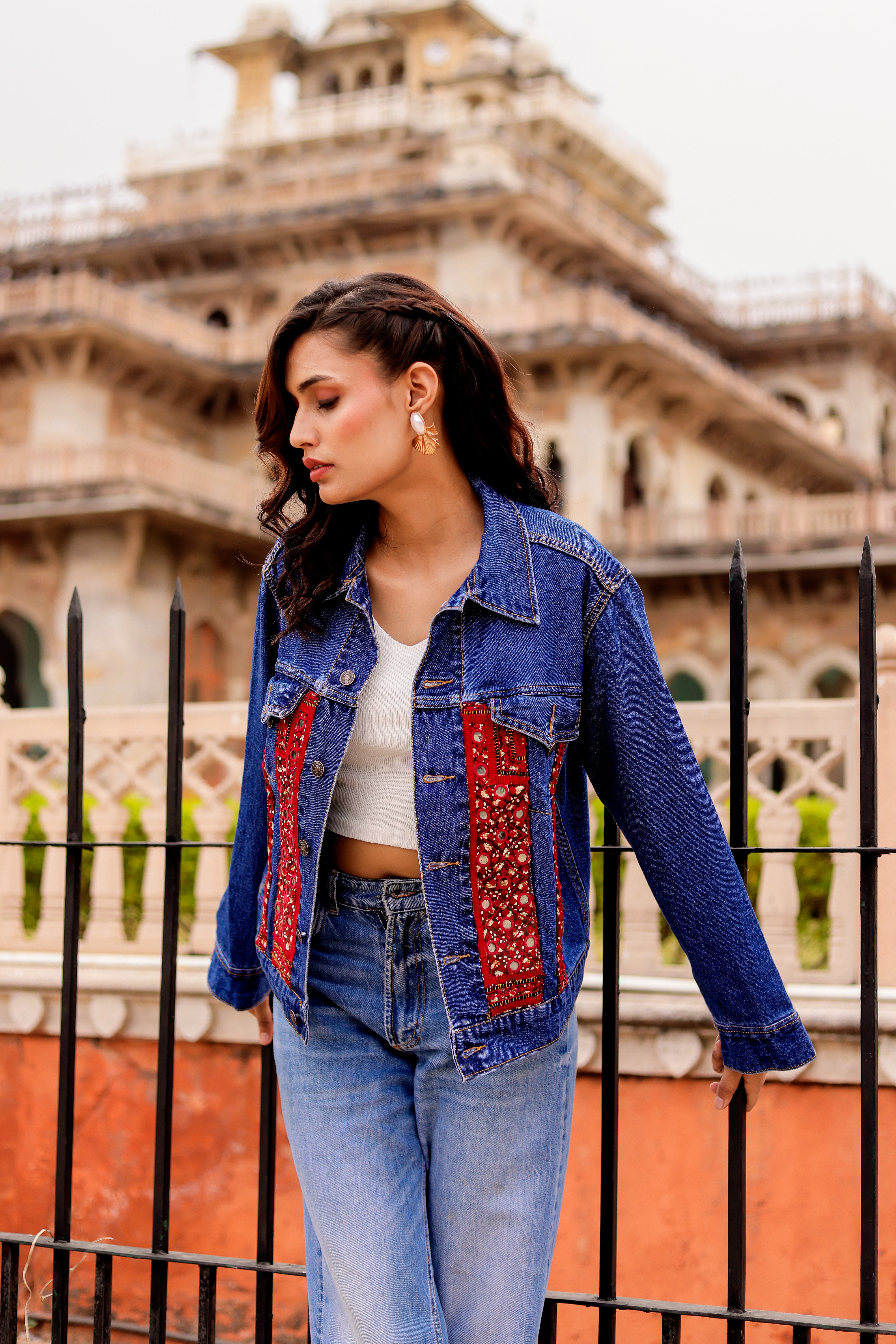 Threaded Grace Denim Jacket with Indian Artisan Touch