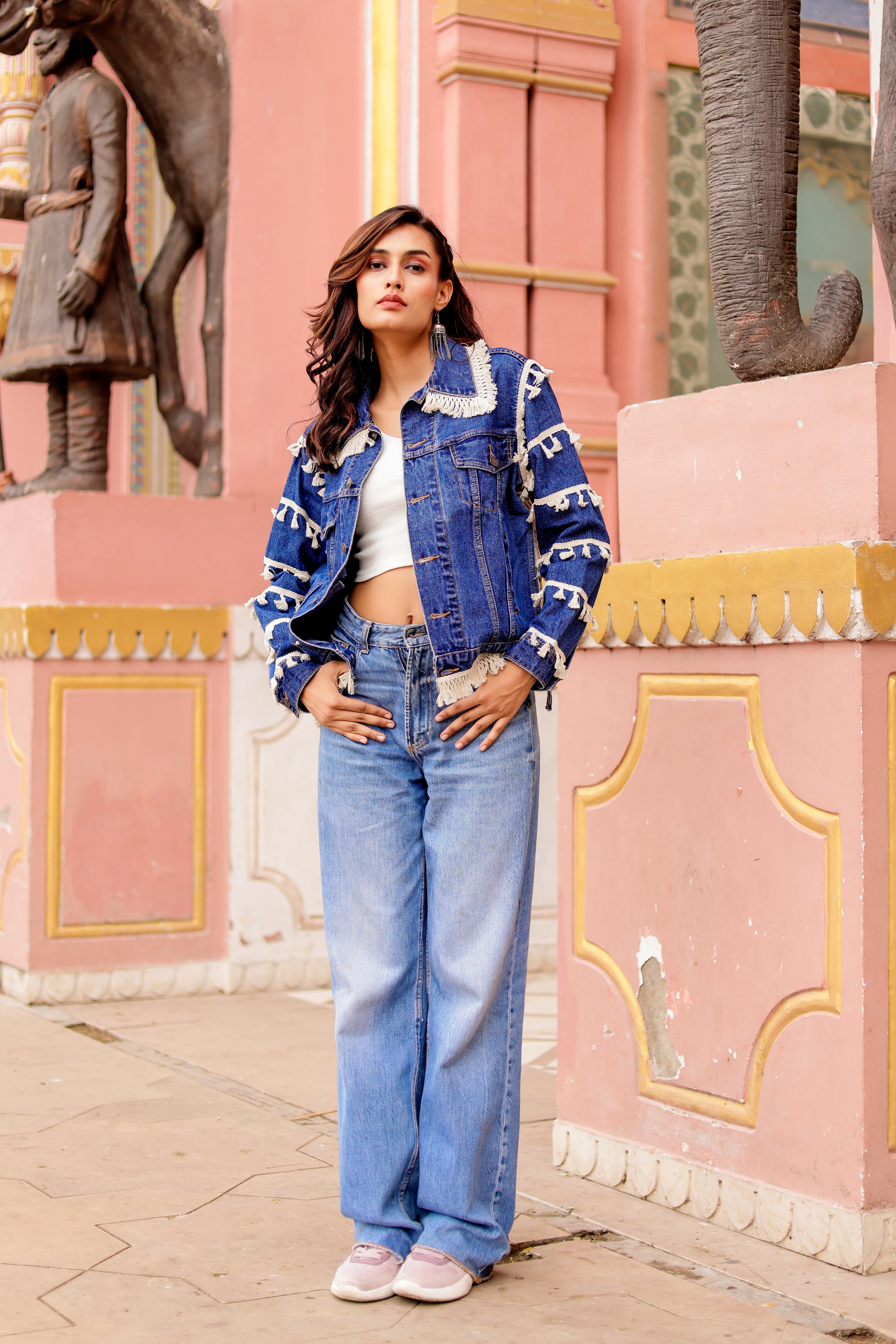 Timeless Fusion Denim Jacket with Indian Handcraft Details