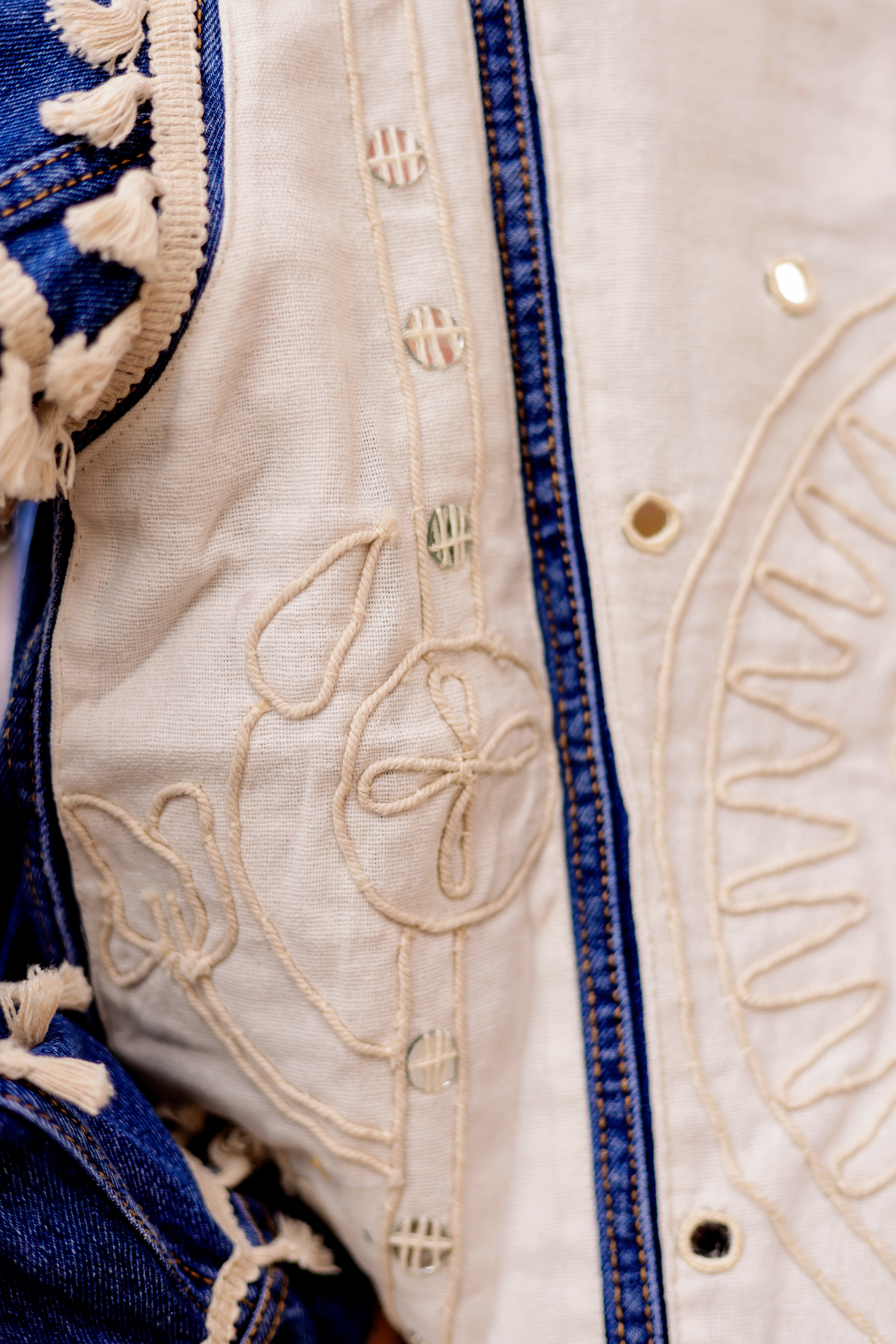 Timeless Fusion Denim Jacket with Indian Handcraft Details