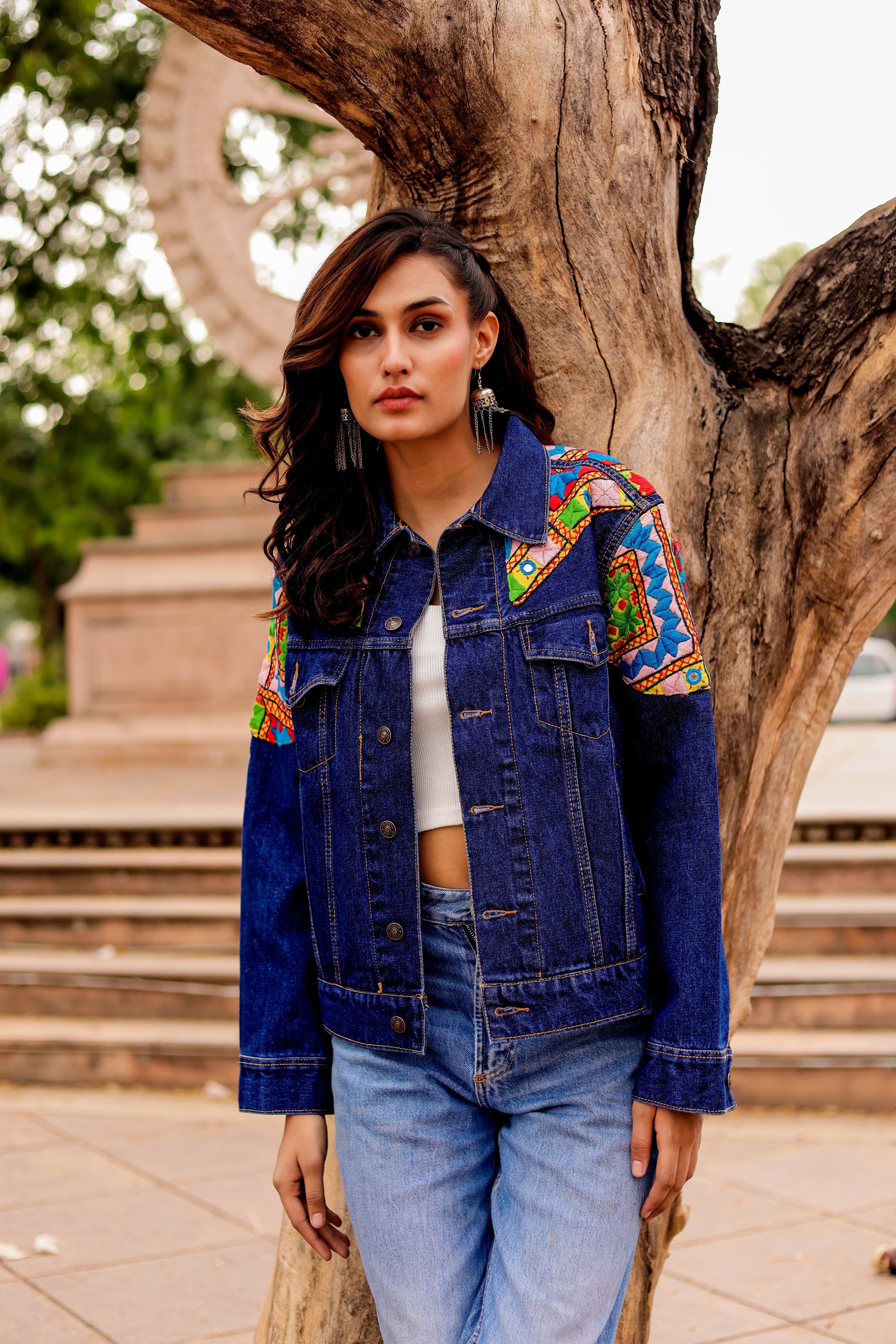 Heritage Threads: Handmade Boho-Chic Denim Jacket