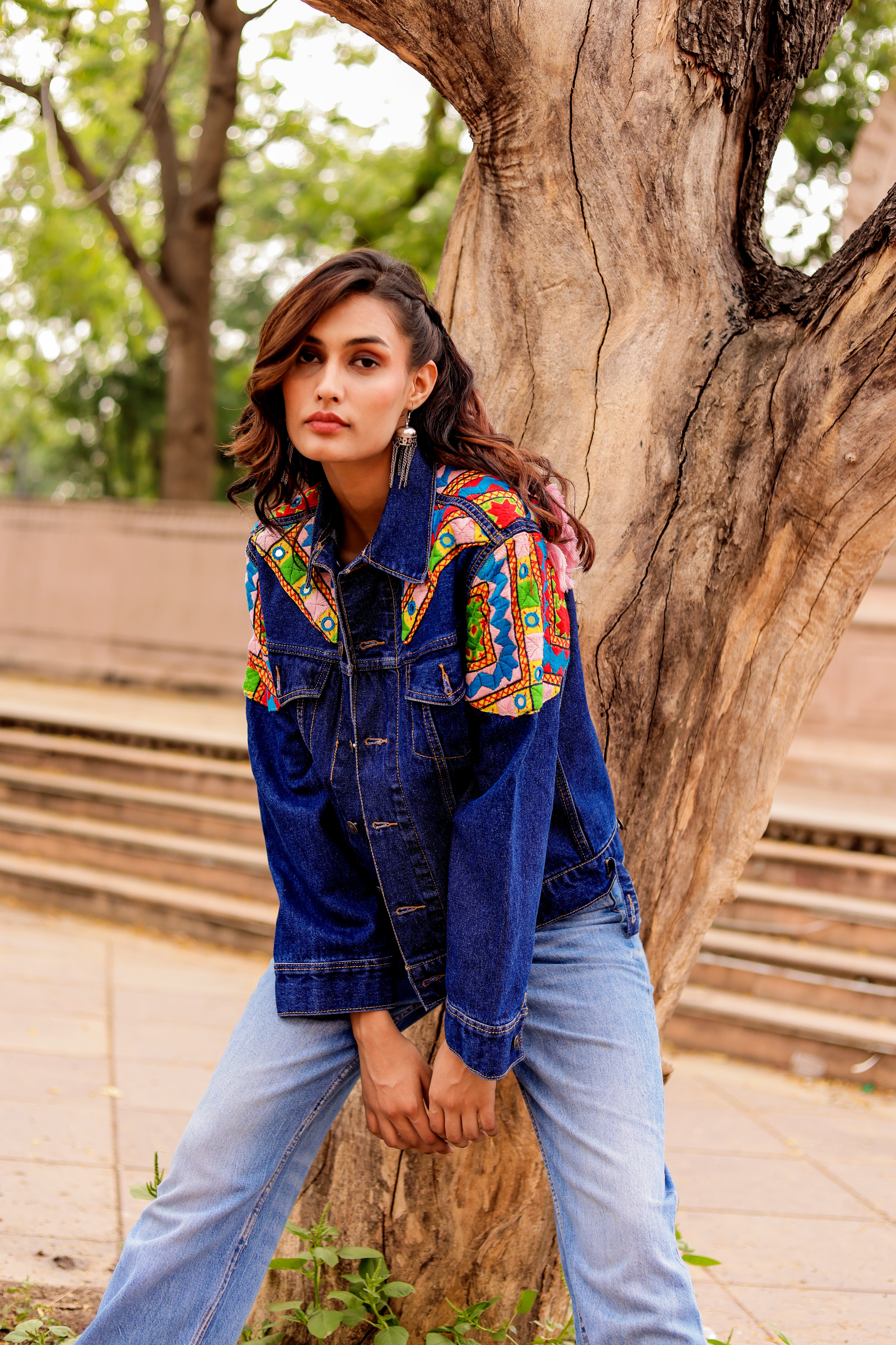 Heritage Threads: Handmade Boho-Chic Denim Jacket