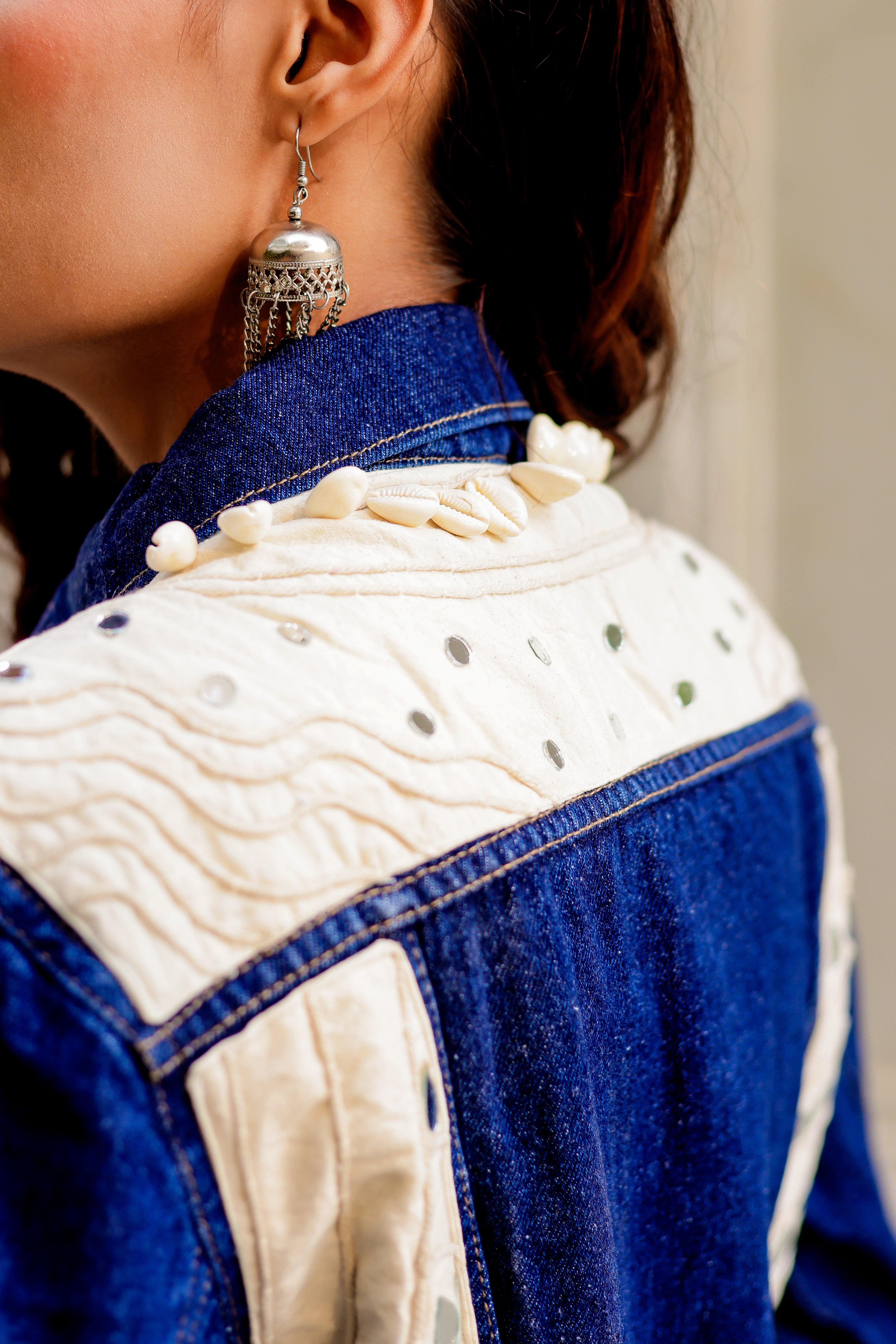 Crafted Roots Denim Jacket with Vibrant Ethnic Embroidery
