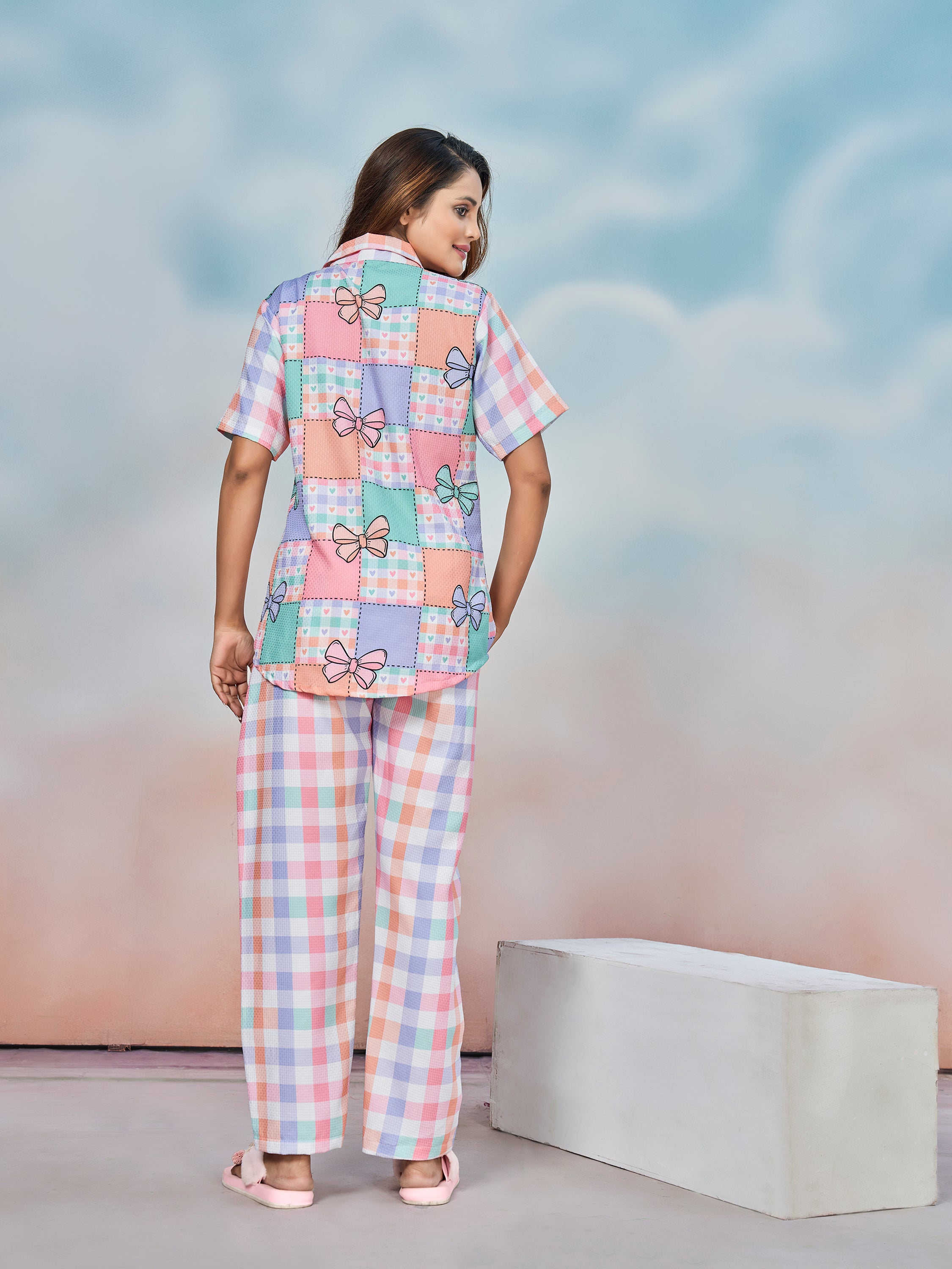 Bow and Checks PJ Set 999