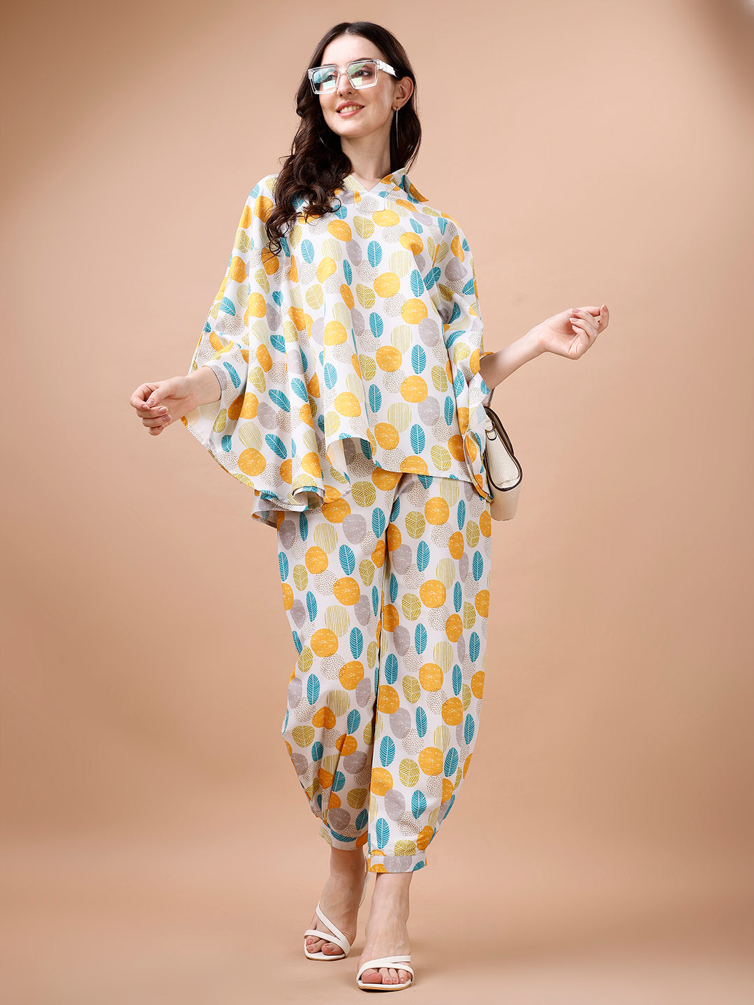 PLAYFUL KAFTAN STYLE MULTICOLOR PRINTED CO-ORD SET