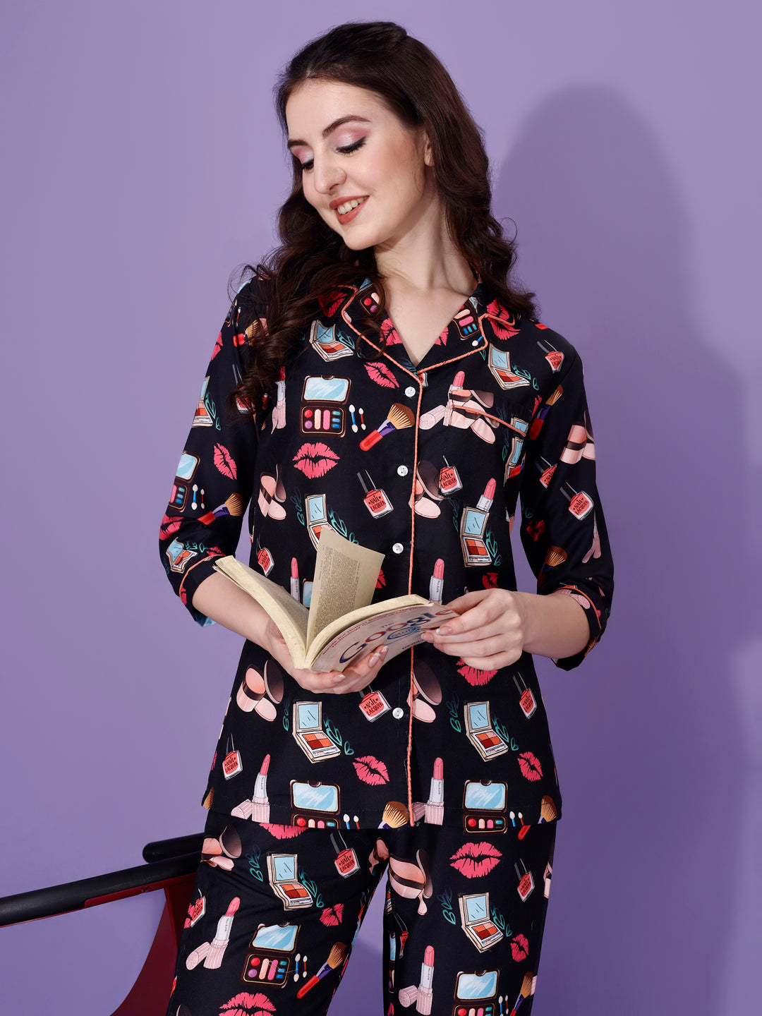 Makeup Printed Nightsuit For Women 999
