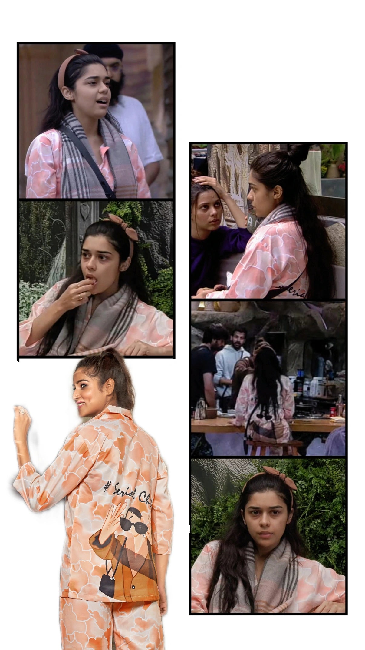Bigg Boss 18 Serial Chiller Back Printed premium Satin Pyjama Set With Free Scrunchies (BOGO)