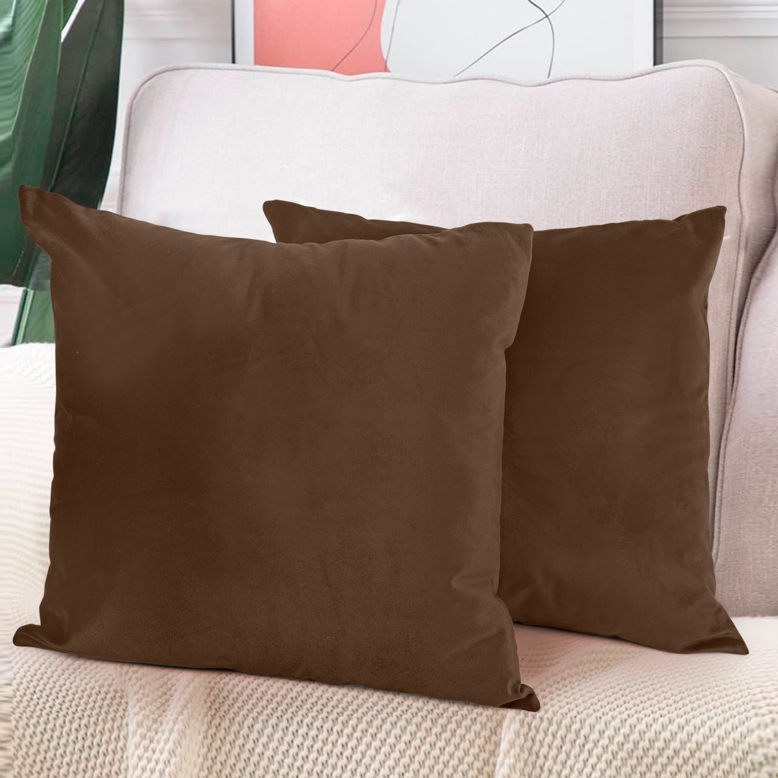 Ultra Premium Velvet Cushion Covers Set Of 2 Pieces, 18x18 inches (45x45 cm)