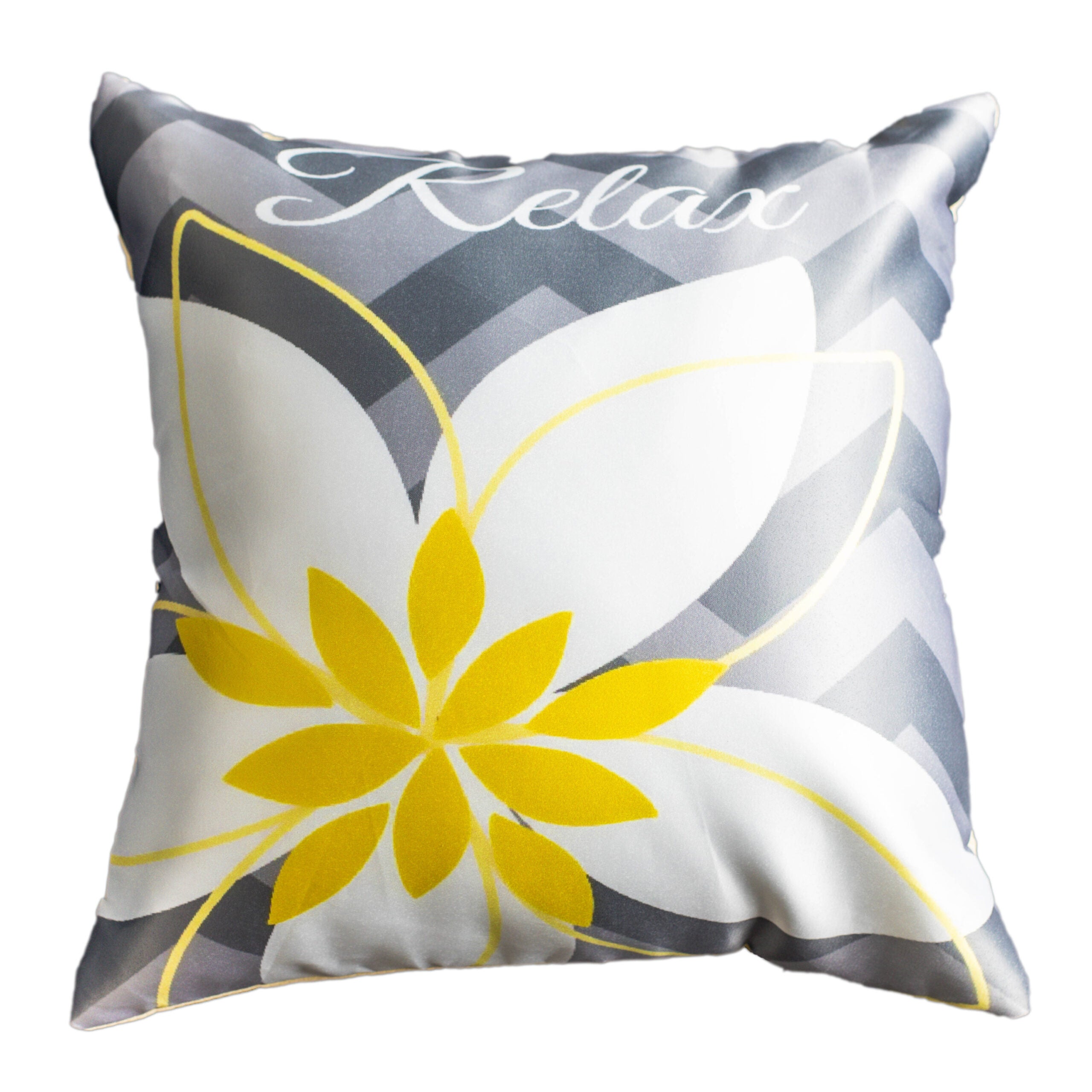 Yellow Printed Satin Cushion Covers, Set of 5