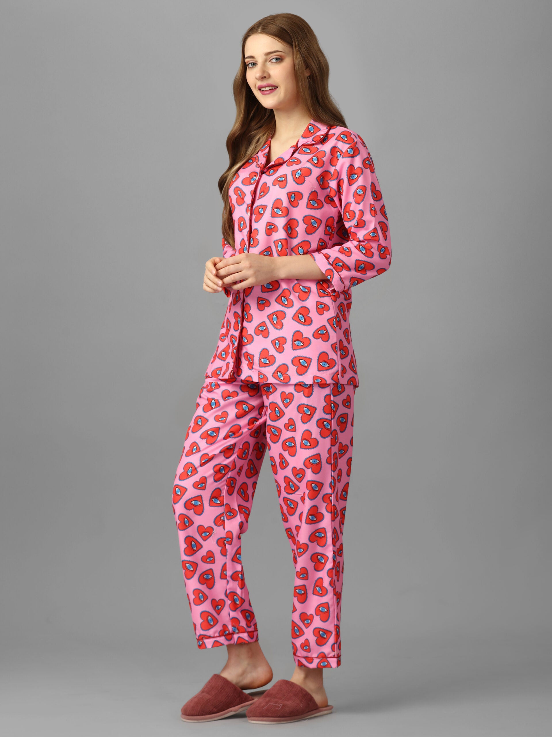 Combo- Love Petals + Heart Eye Pink PJ Set