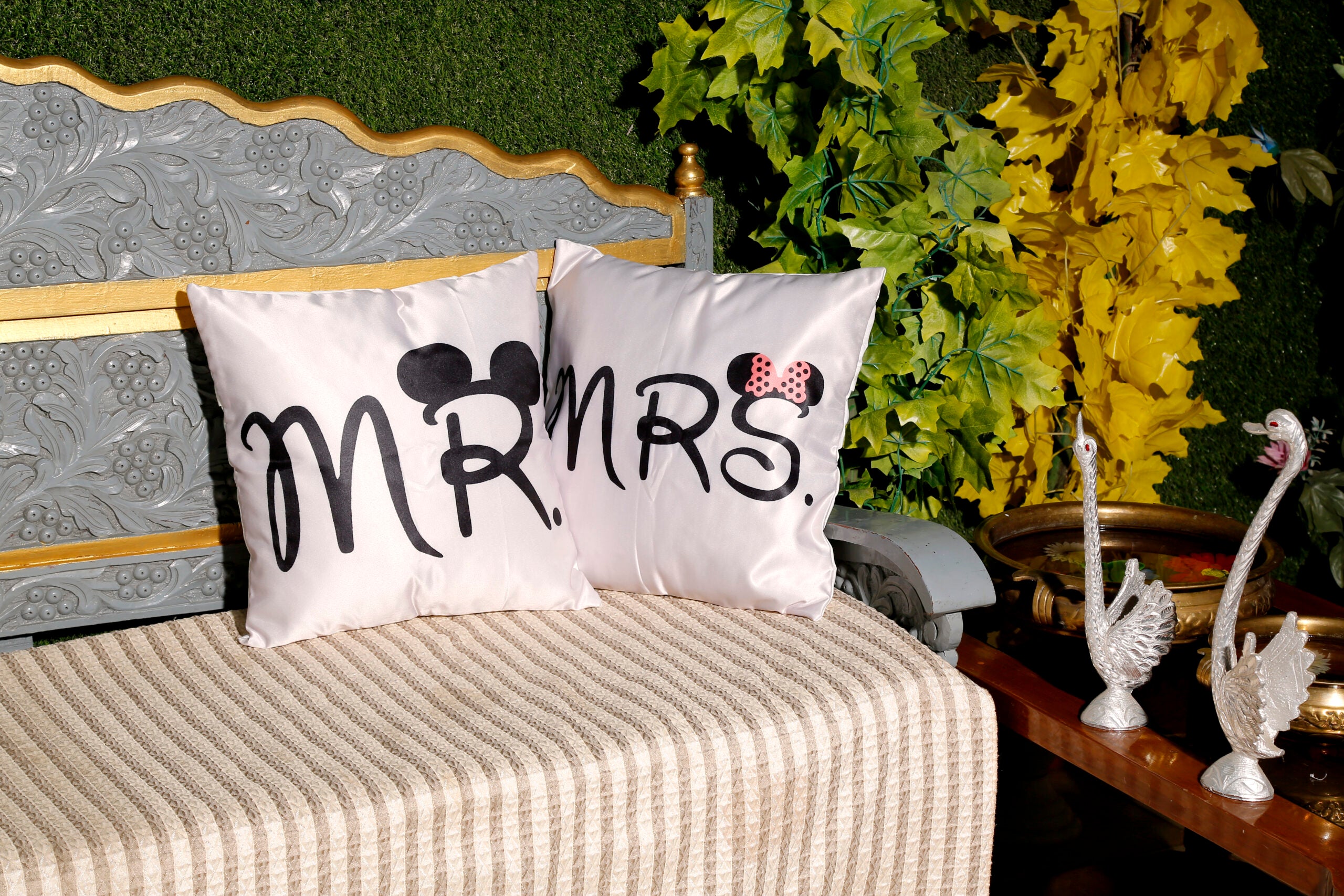 Beautiful Mr&Mrs Couple Cushion Cover, Set Of 2