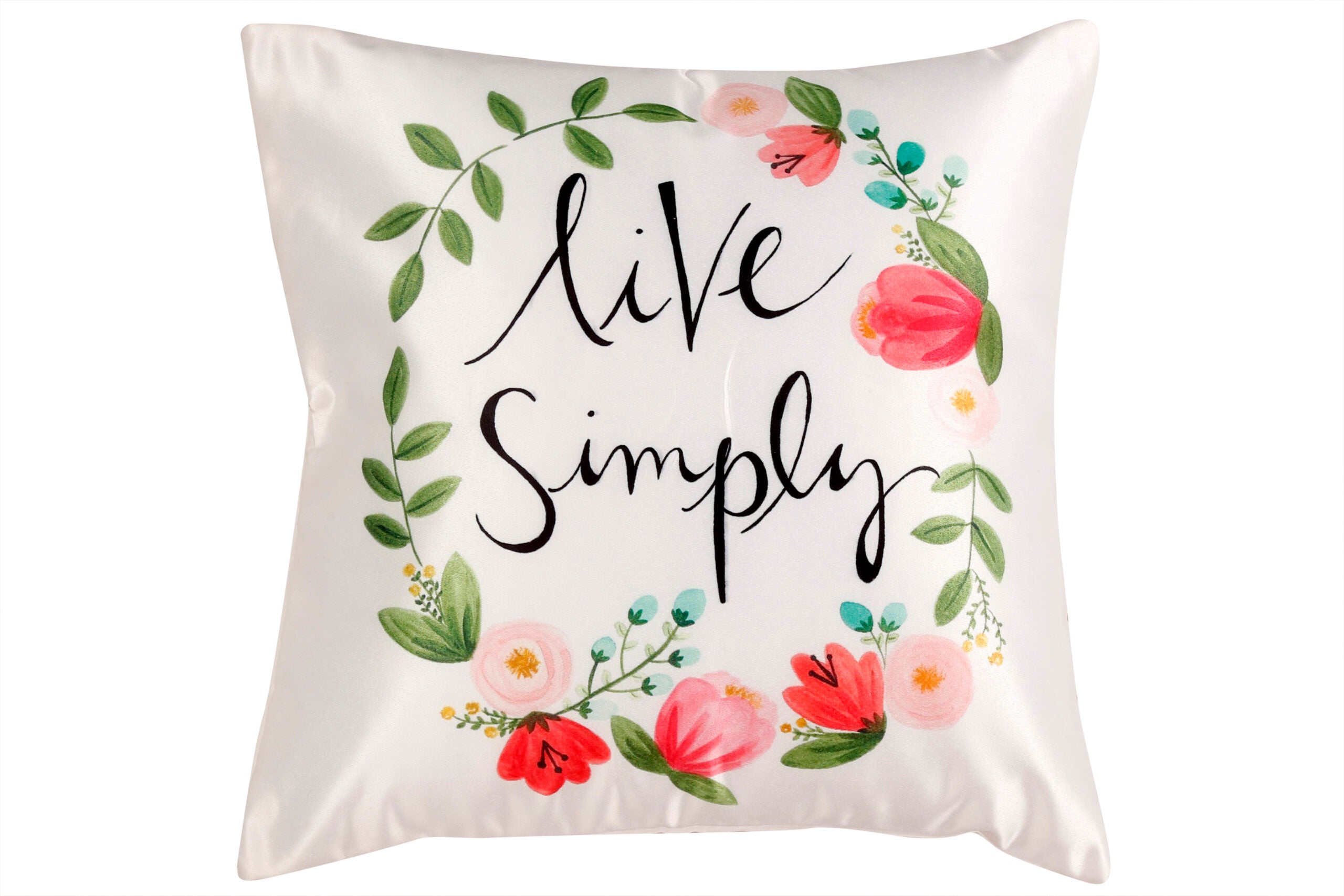 Beautiful Floral Print Satin Cushion Cover, Set Of 5