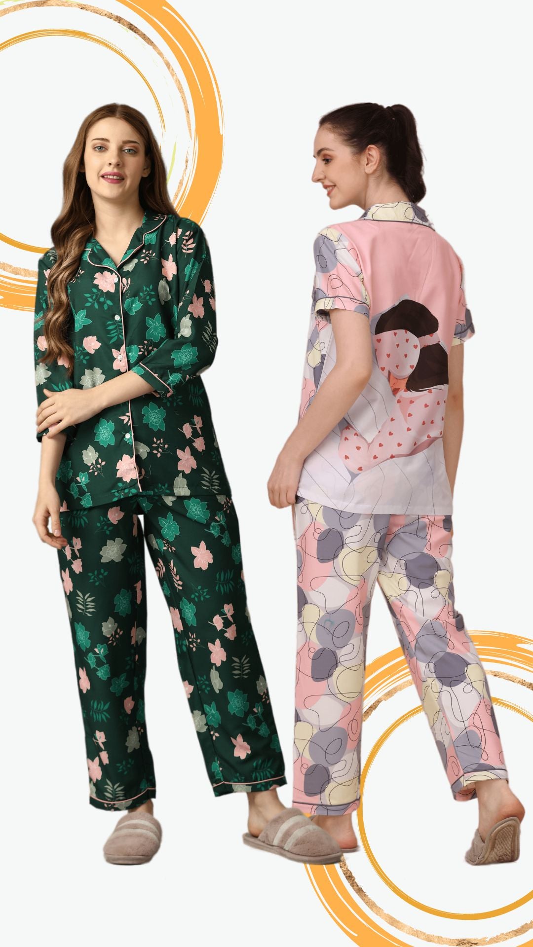 Combo- Sleepy Girl + Florals On Green PJ Set